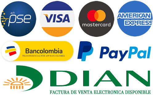 formas de pago visa, mastercard, amex, paypal y PSE