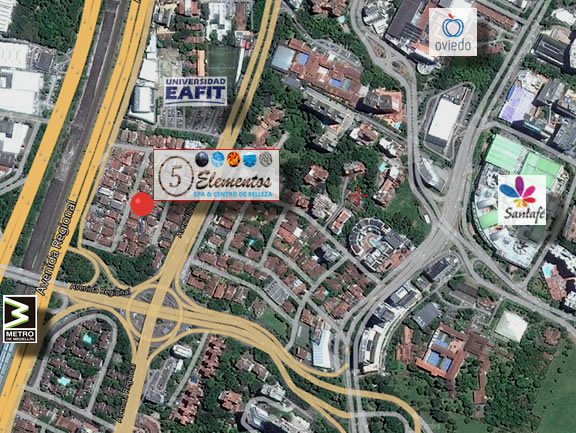 map 5 elements spa Cr 48a #10sur-191 El poblado / Medellin